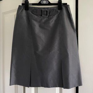 Carlisle Classic Black Silk Pencil Skirt with Buckle